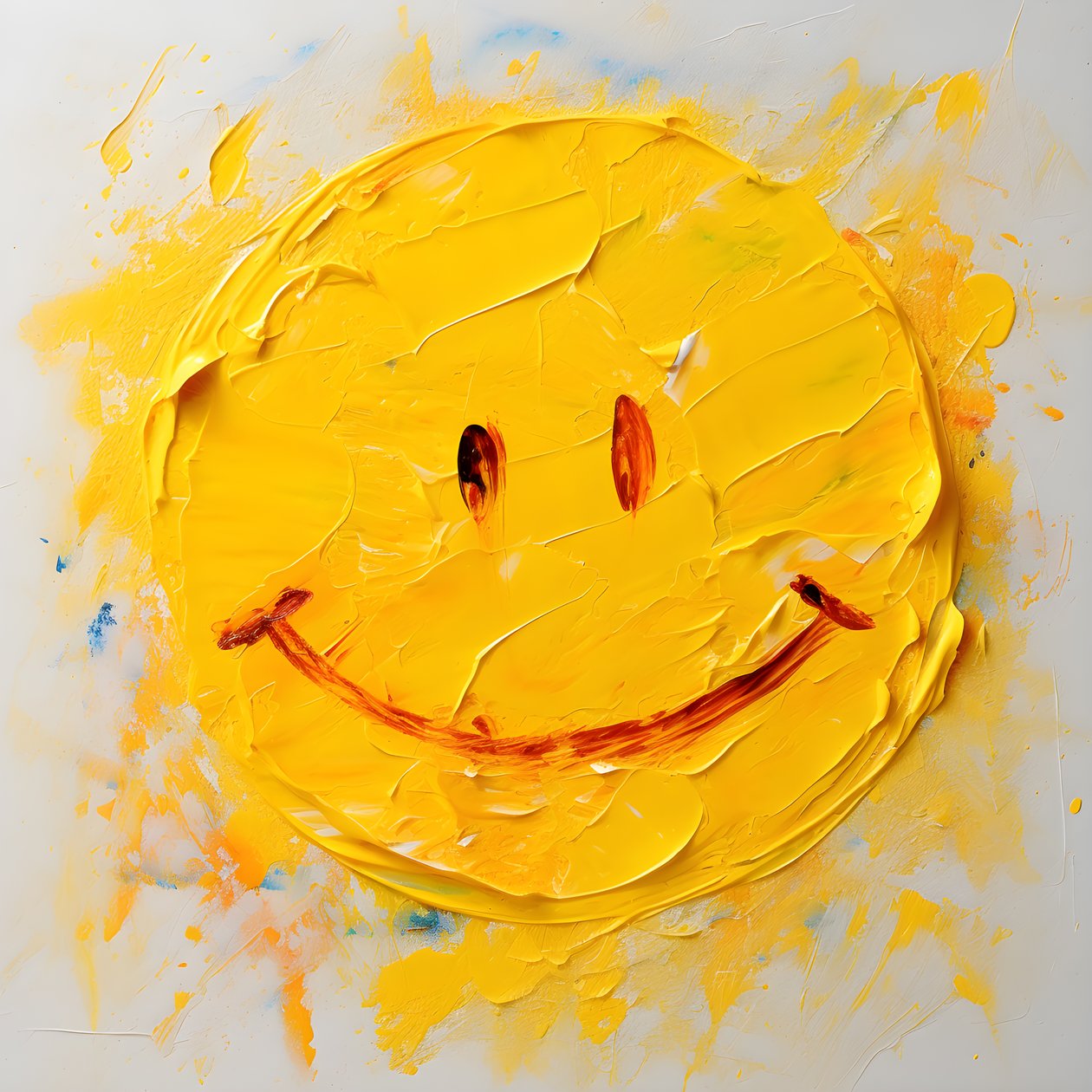 visage souriant jaune peint en impasto 1 - Kurt Heppke
