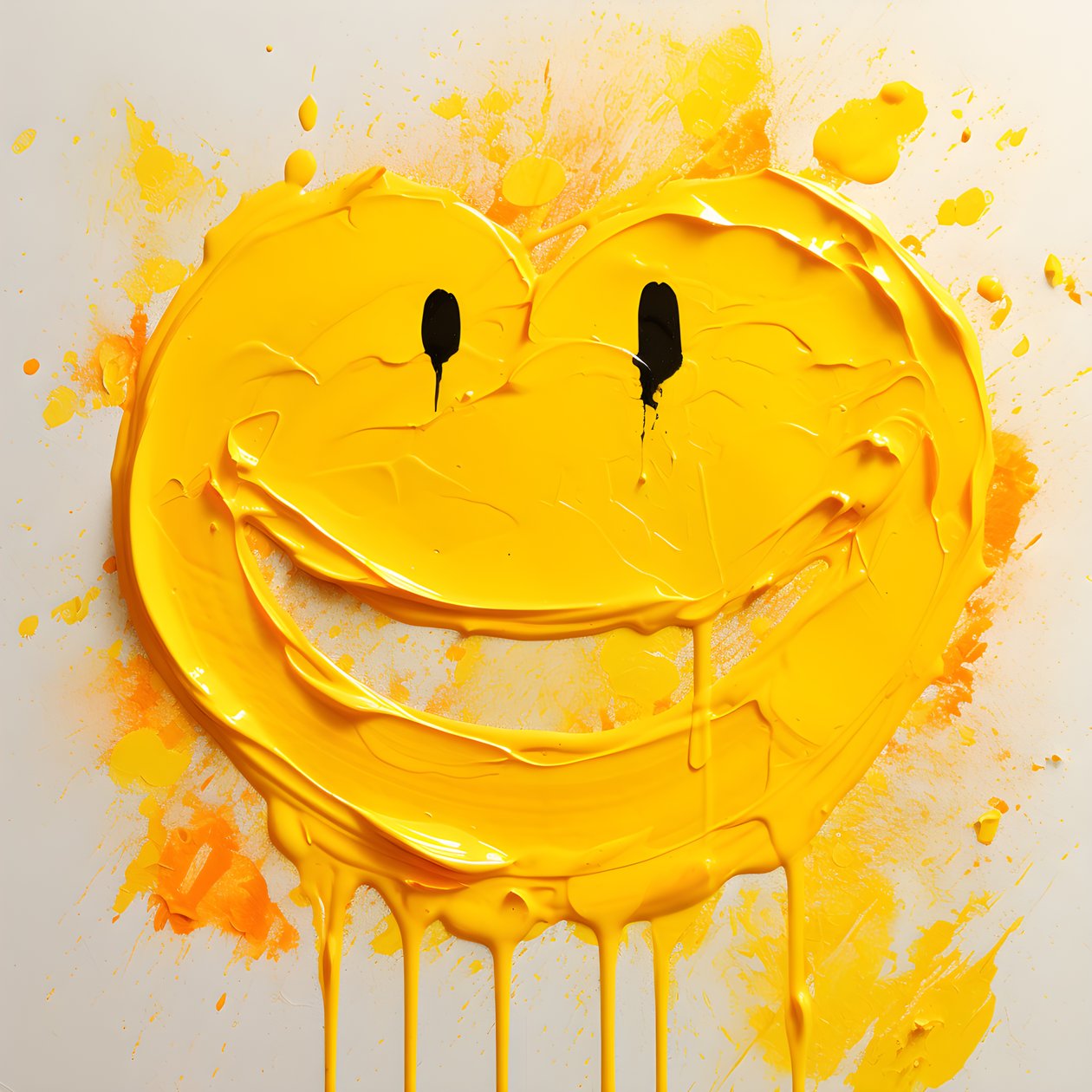visage souriant jaune peint en impasto 3 - Kurt Heppke