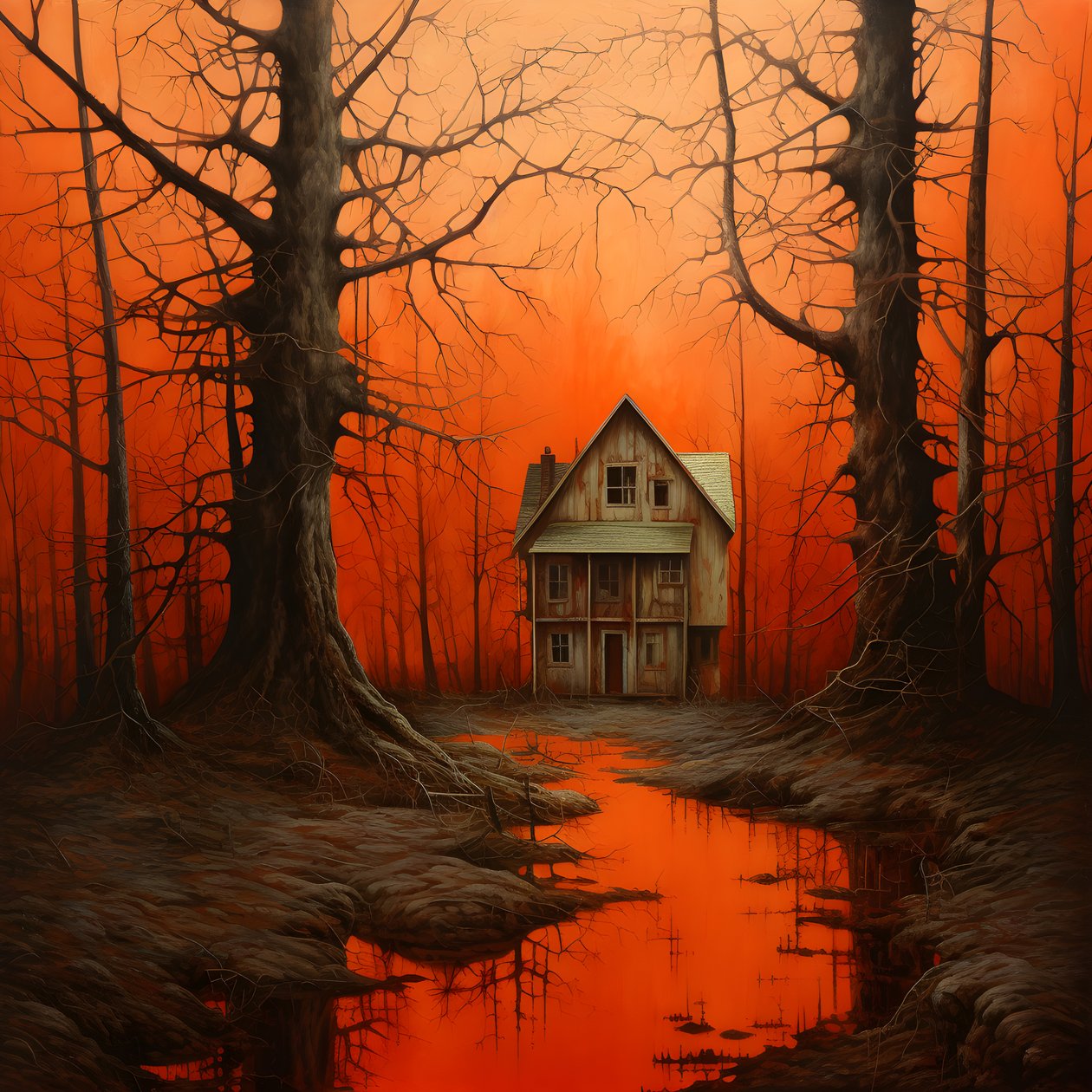 grande maison rouge sur fond bleu 3 - Kurt Heppke