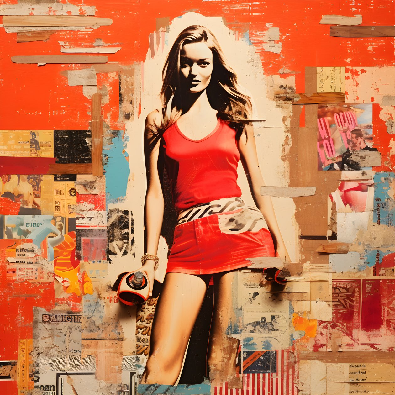 Collage rouge, skateboards 4 - Kurt Heppke