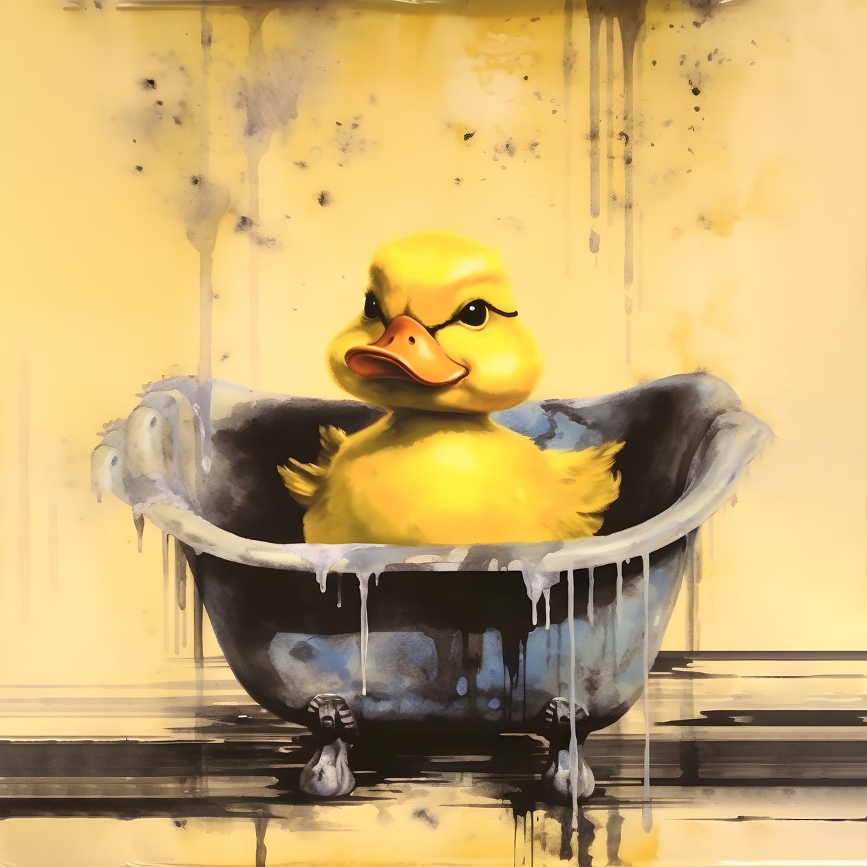 Affiche publicitaire tendance de canard en caoutchouc - le jaune 1 - Kurt Heppke