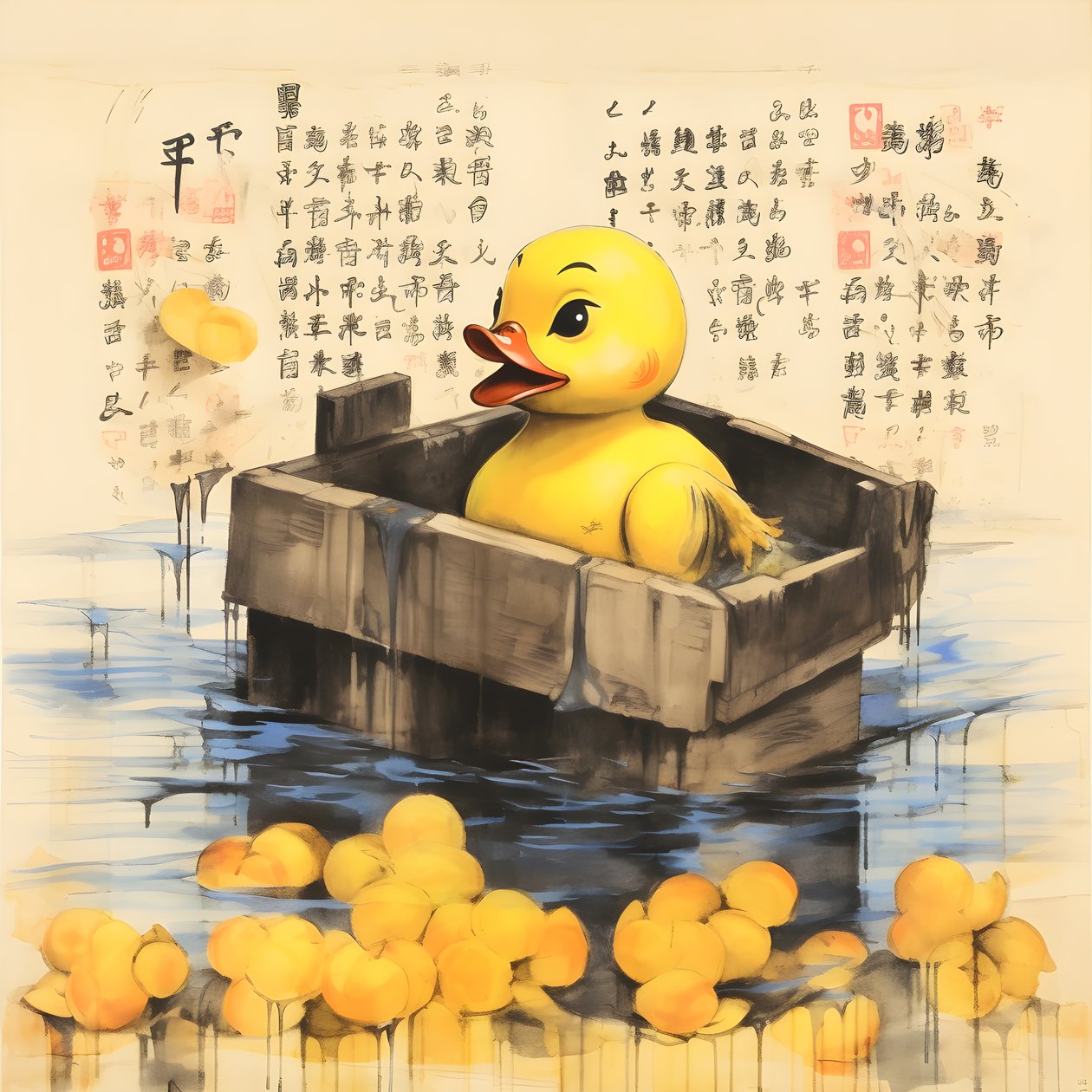 Affiche publicitaire tendance de canard en caoutchouc - le jaune 4 - Kurt Heppke