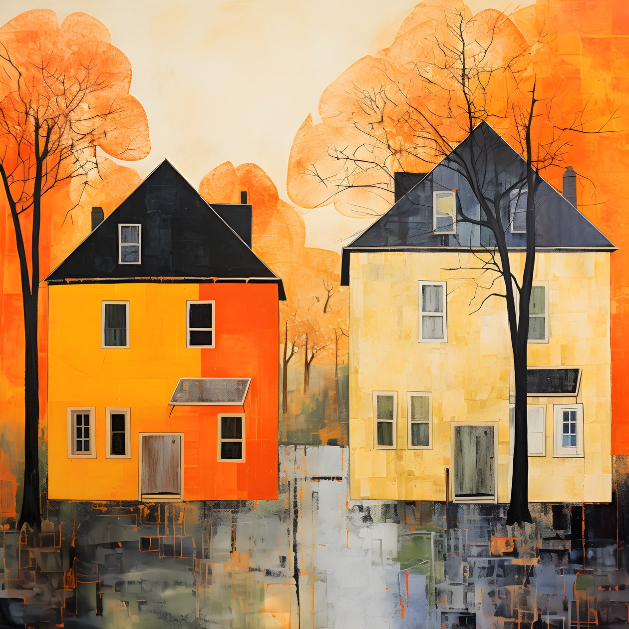 deux maisons orange 2 - Kurt Heppke
