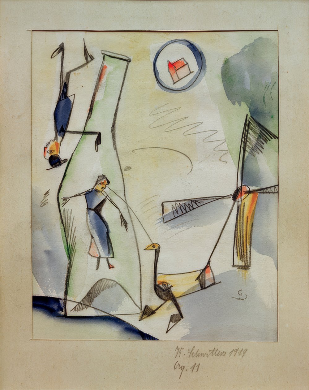 Aq. 11 (Image-Femme-Oie) - Kurt Schwitters