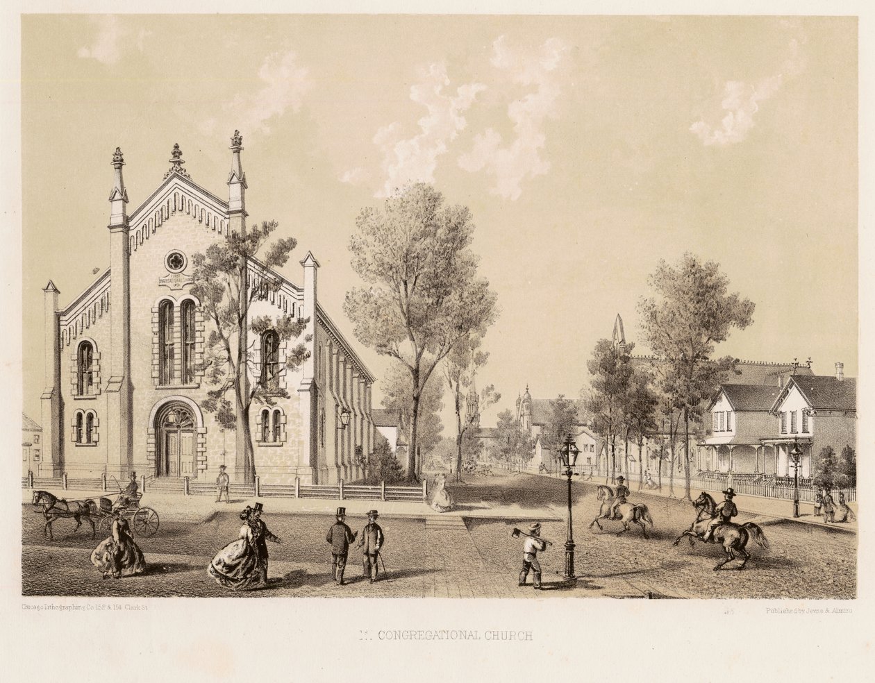 Première Église Congrégationaliste, Chicago, vers 1867 - Kurz and Allison