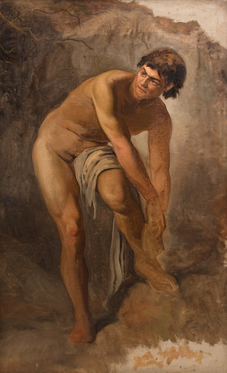 Jeune homme italien dans un paysage rocheux - L.A. Schou