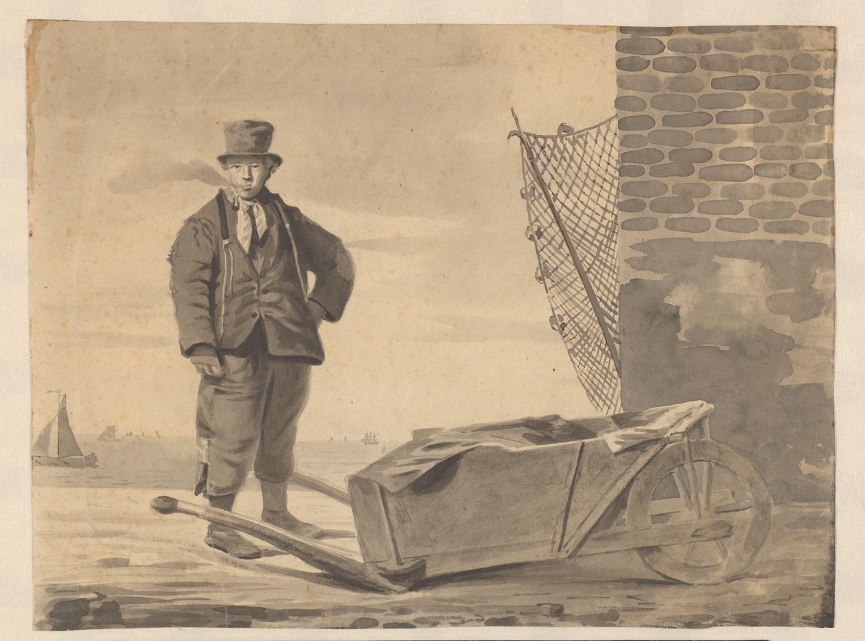 Pêcheur fumant avec une brouette - L.F.H. Andrau