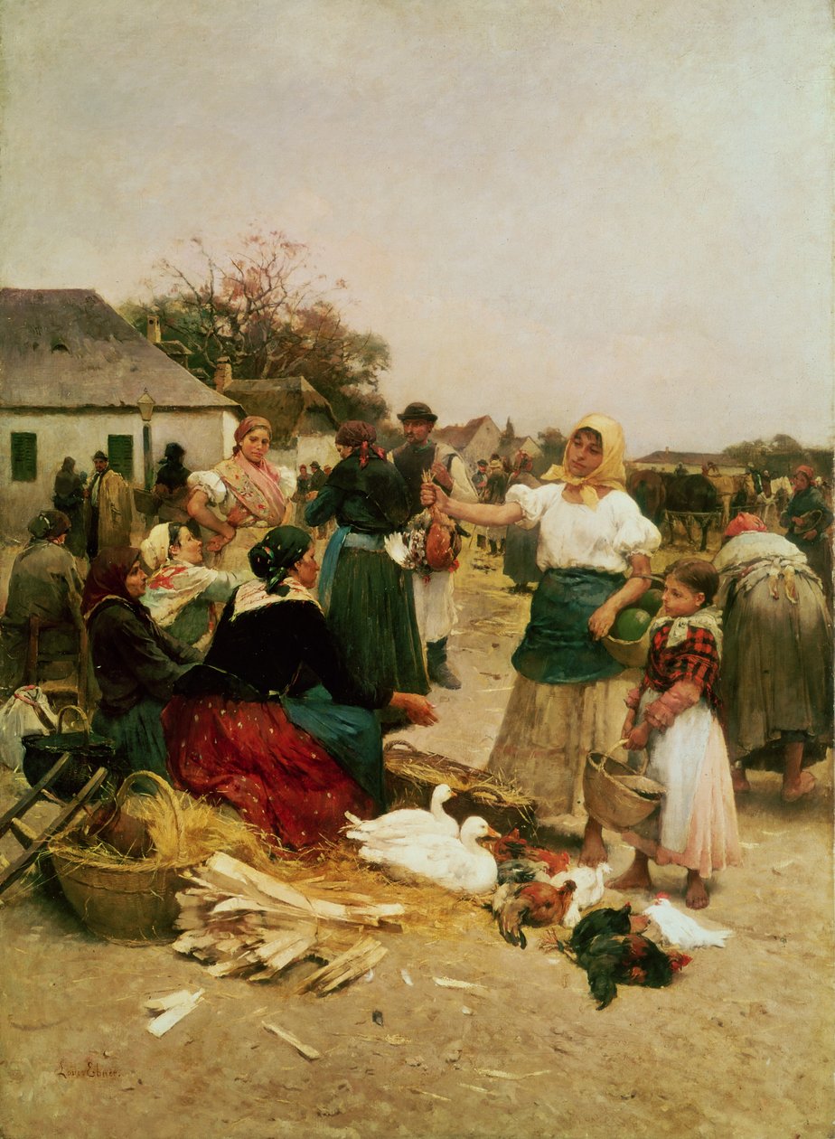 Le marché de la volaille, 1885 - Lajos Deak Ebner