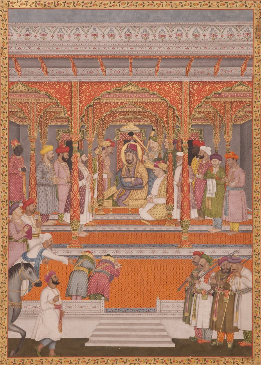 Mirza Md Muazzam Shah Khurram Bakht Bahadur recevant Saadat Ali, Nawab d