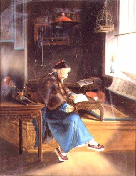 Un Chinois lisant dans son étude - Lam Qua
