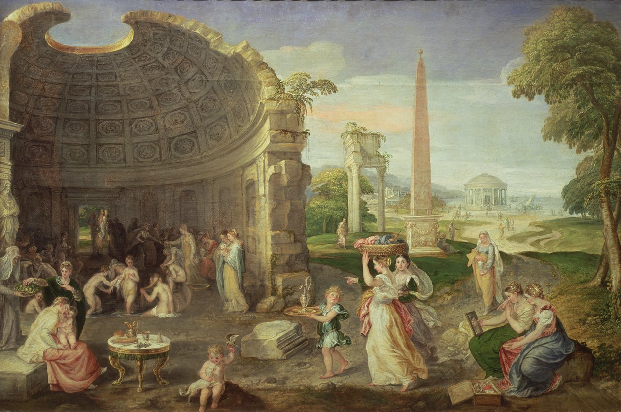 Paysage avec ruines classiques et femmes se baignant, c.1552-53 - Lambert Sustris