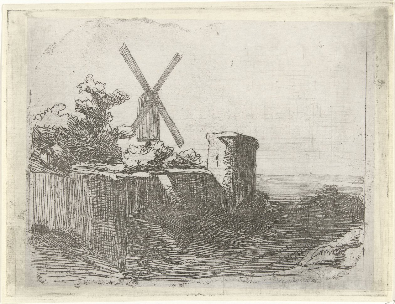 Ruine avec moulin - Lambertus  Hardenberg