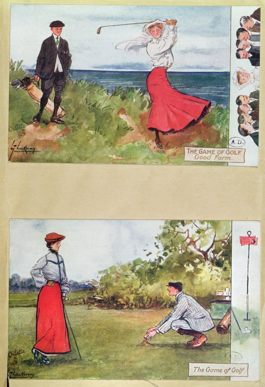 Cartes postales représentant le jeu de golf, début du 20e siècle - Lance Thackeray