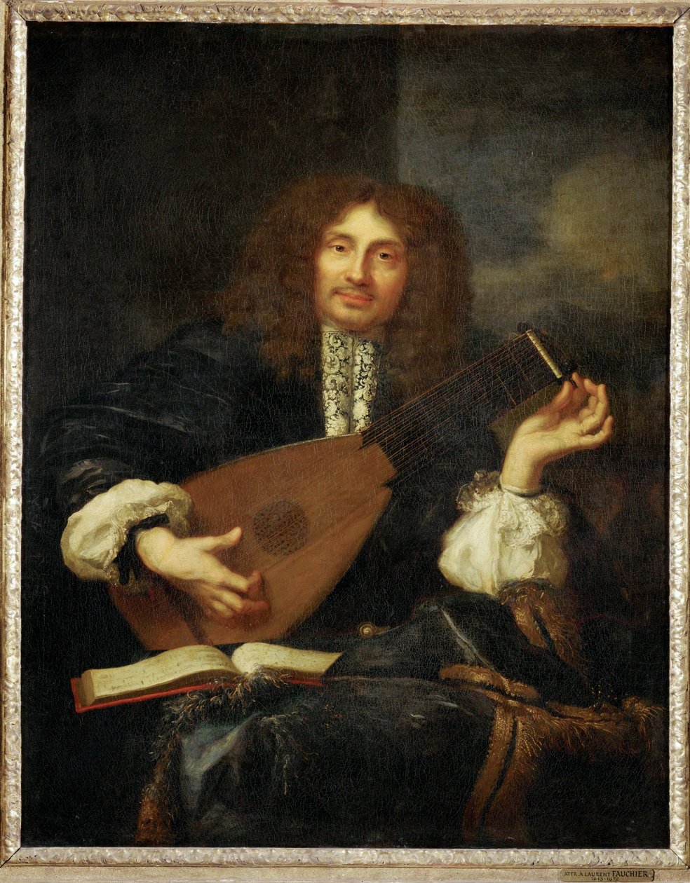Homme jouant du luth (peinture sur toile) - Laurent Fauchier
