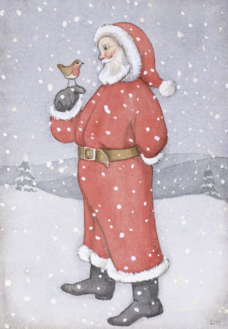 Père Noël et un rouge-gorge - Lavinia Hamer