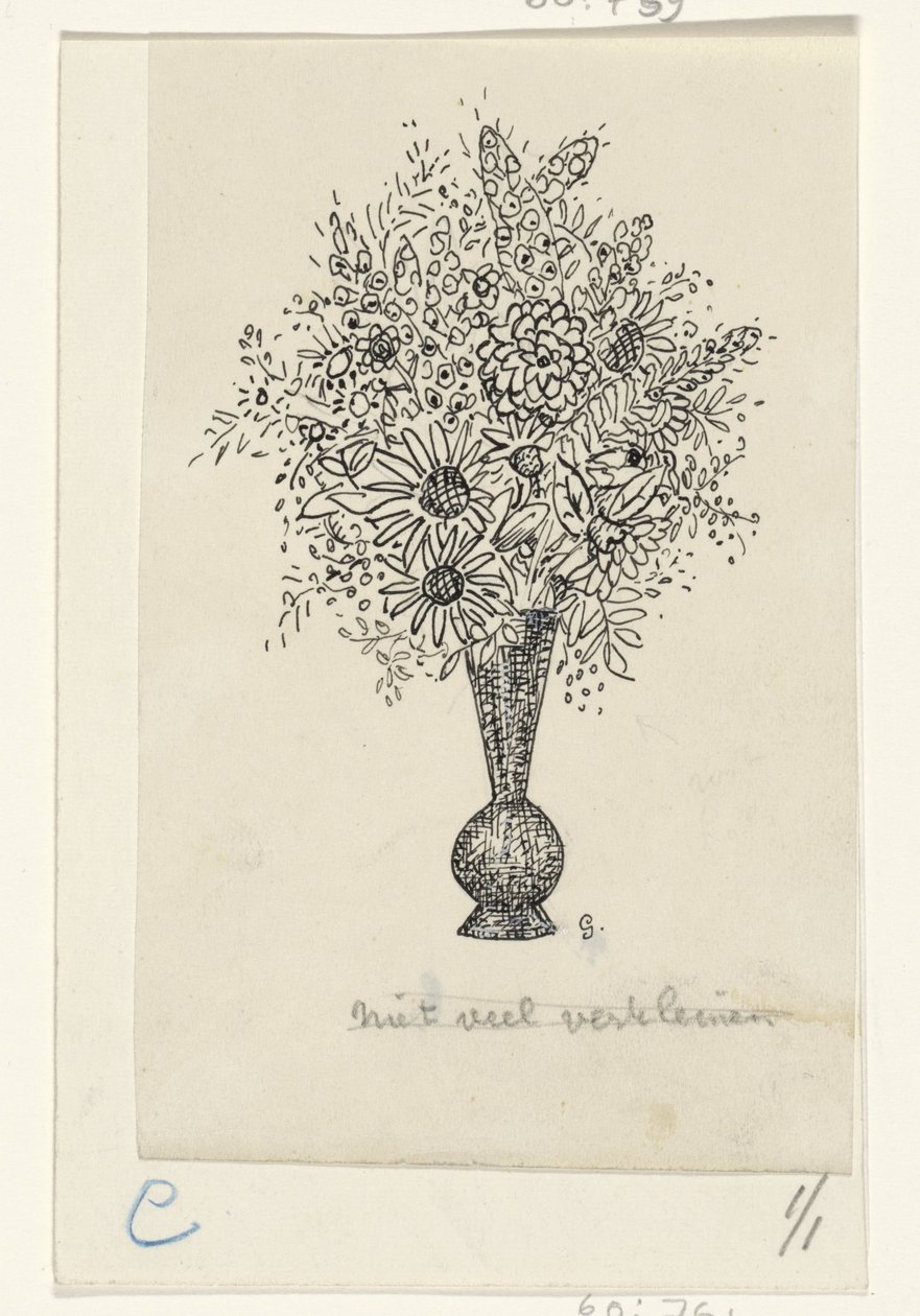 Vase de fleurs - Leo Gestel (signed by artist)