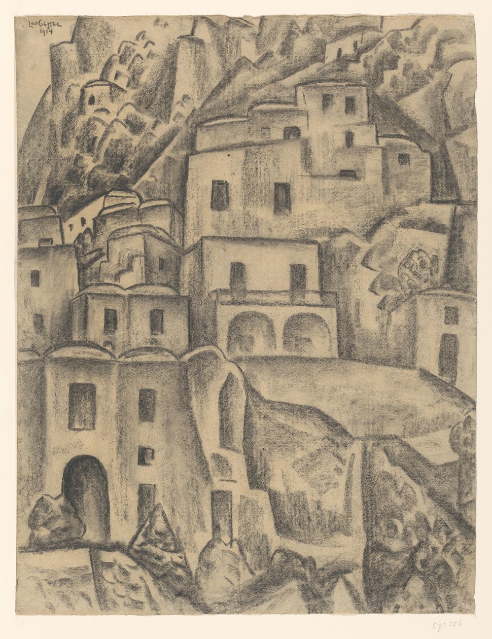 Maisons sur une pente de montagne - Leo Gestel (signed by artist)