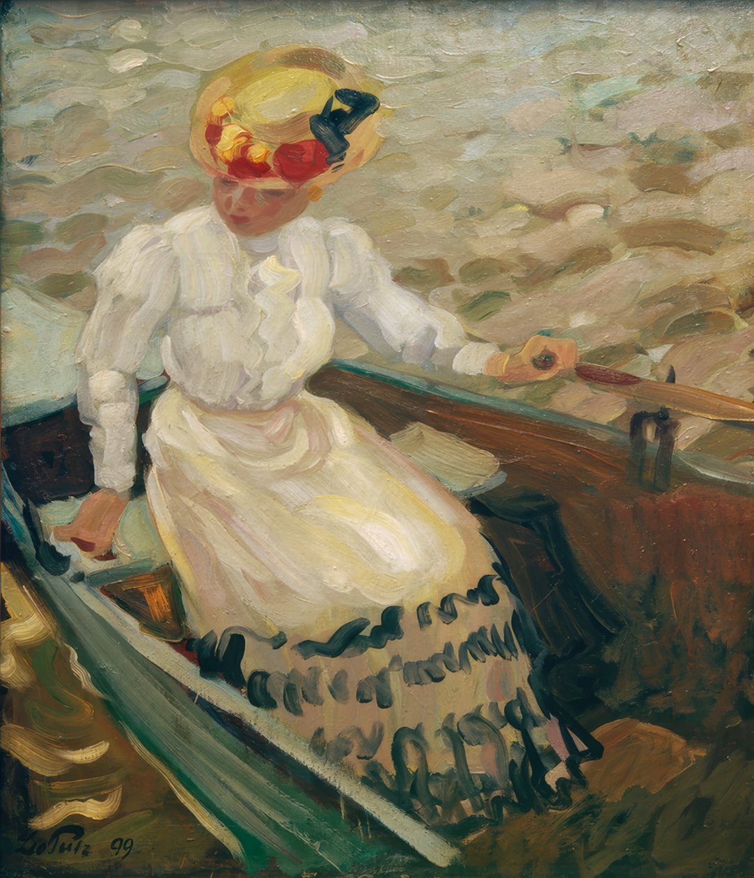 Fille dans une barque - Leo Putz
