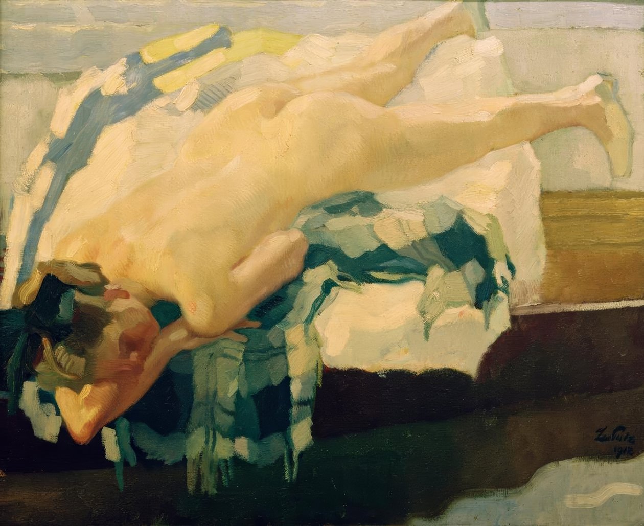 Nu féminin dans une barque - Leo Putz