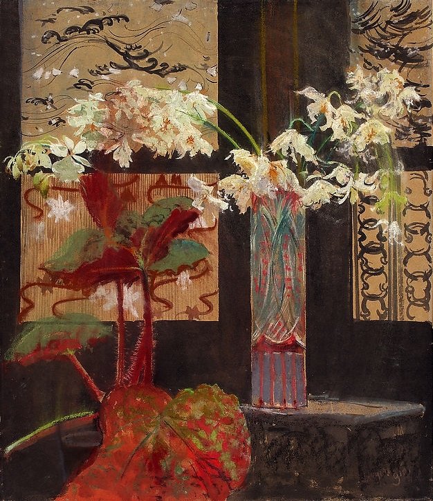 Orchidées blanches et bégonia - Leon Wyczokowski