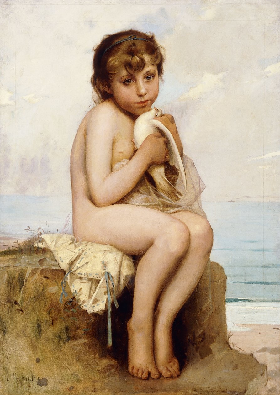 Enfant nu avec une colombe - Leon Bazile Perrault