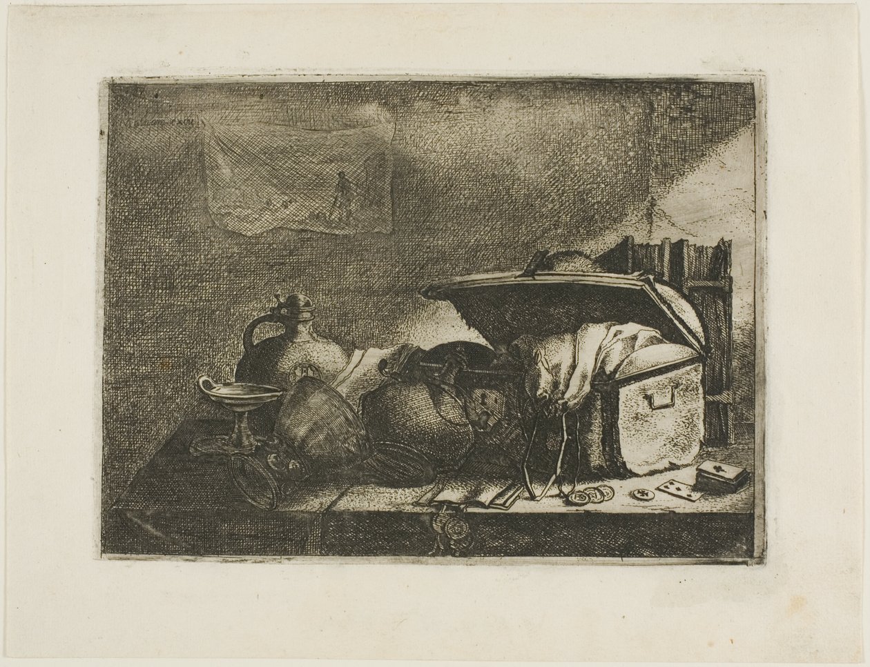 Nature morte avec malle de voyage - Leonard Bramer