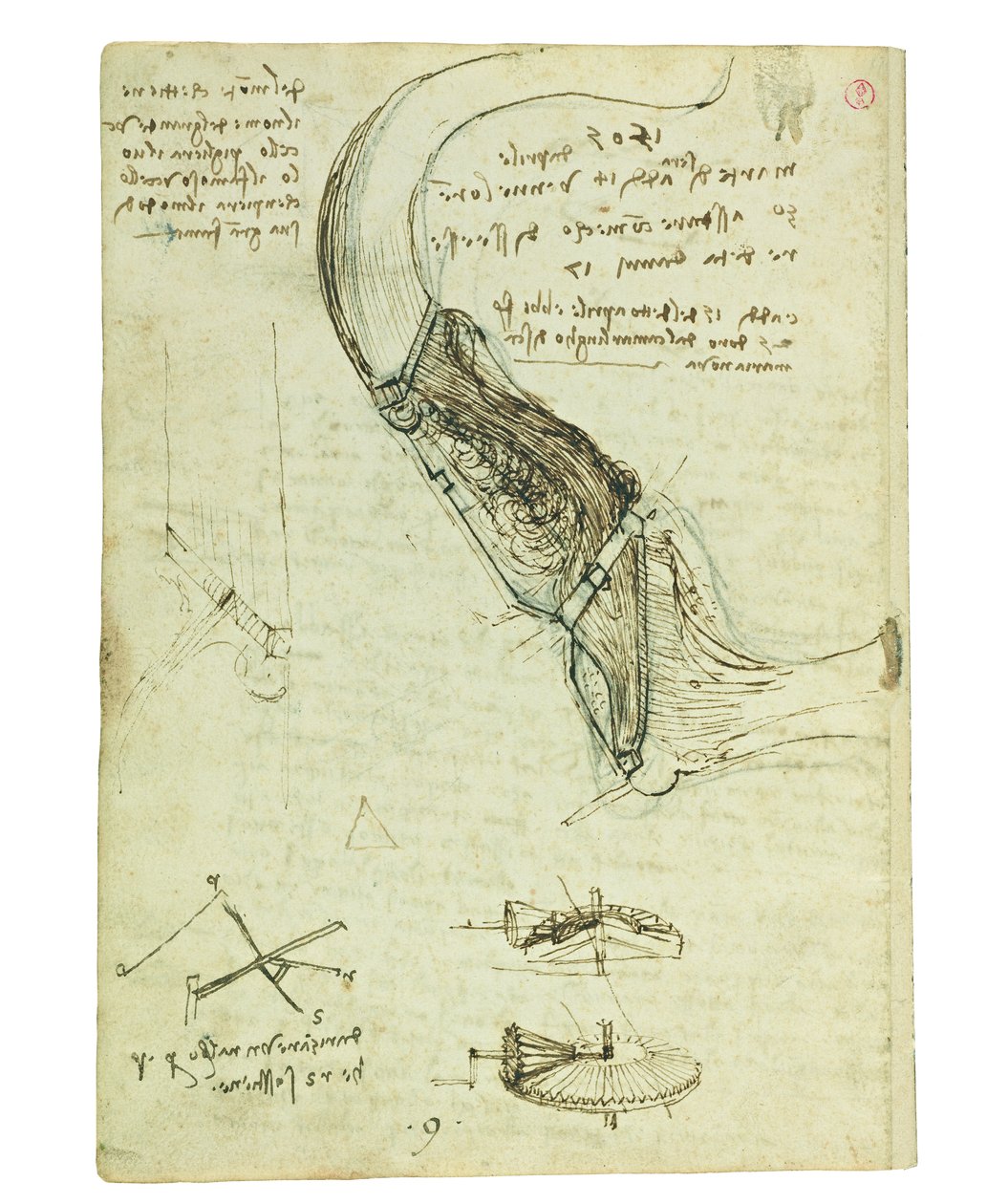 Codex sur le vol des oiseaux, Folio 18 verso - Leonardo da Vinci
