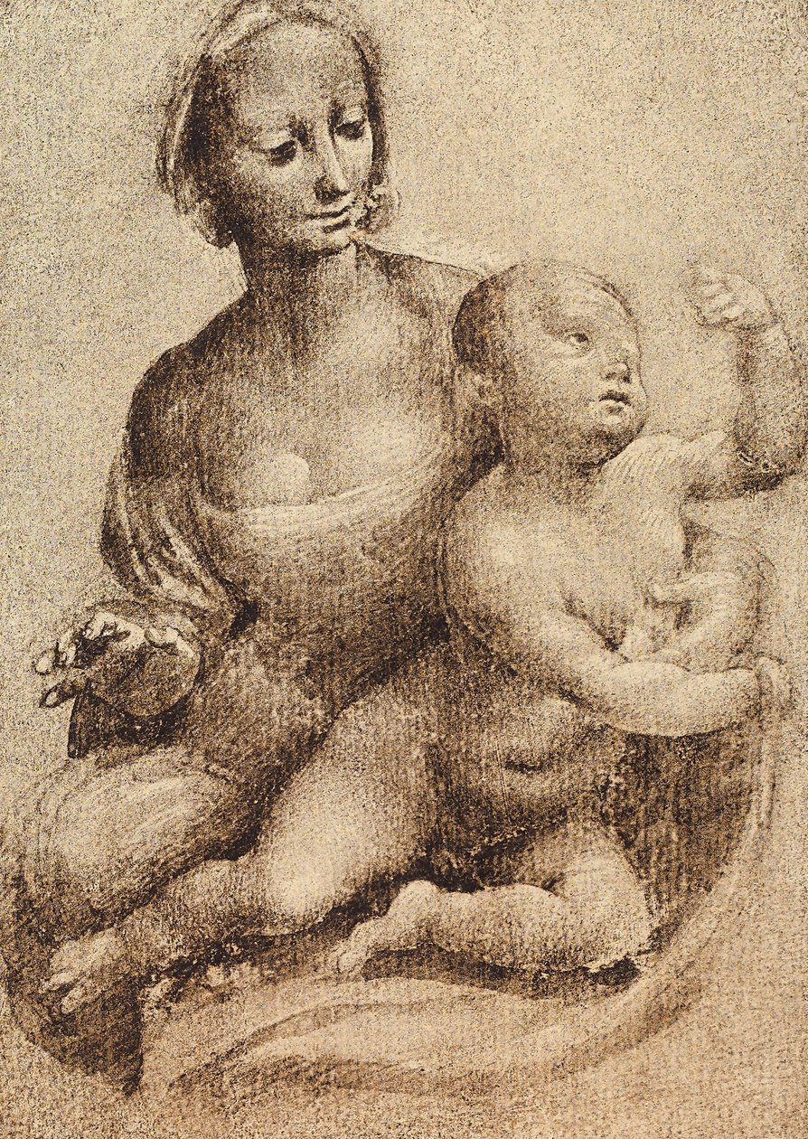 Madone et Enfant, dessin de Léonard de Vinci. Gabinetto dei Disegni e delle Stampe, Galerie des Offices, Florence - Leonardo da Vinci