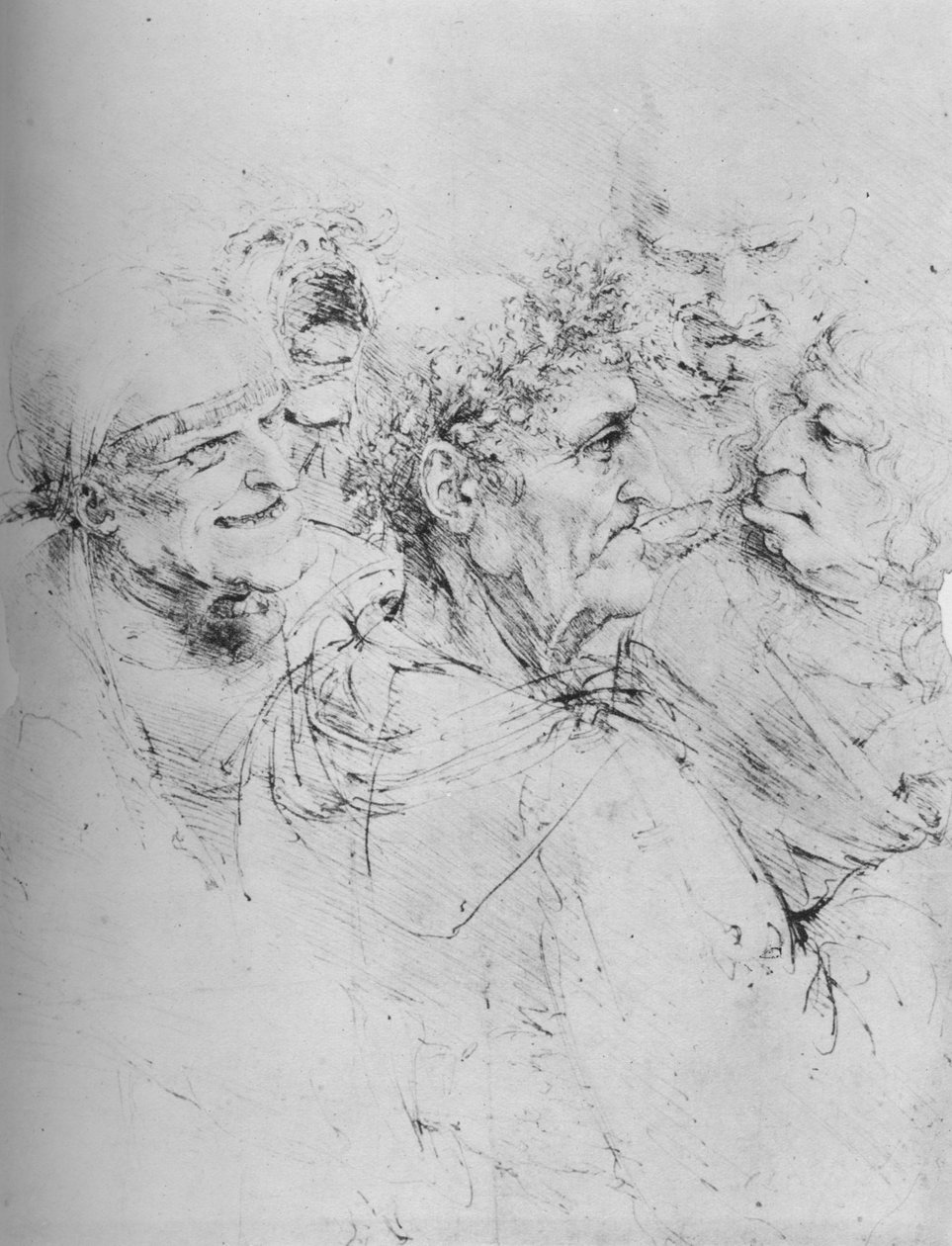 Cinq têtes grotesques, c1480 1945 - Leonardo da Vinci