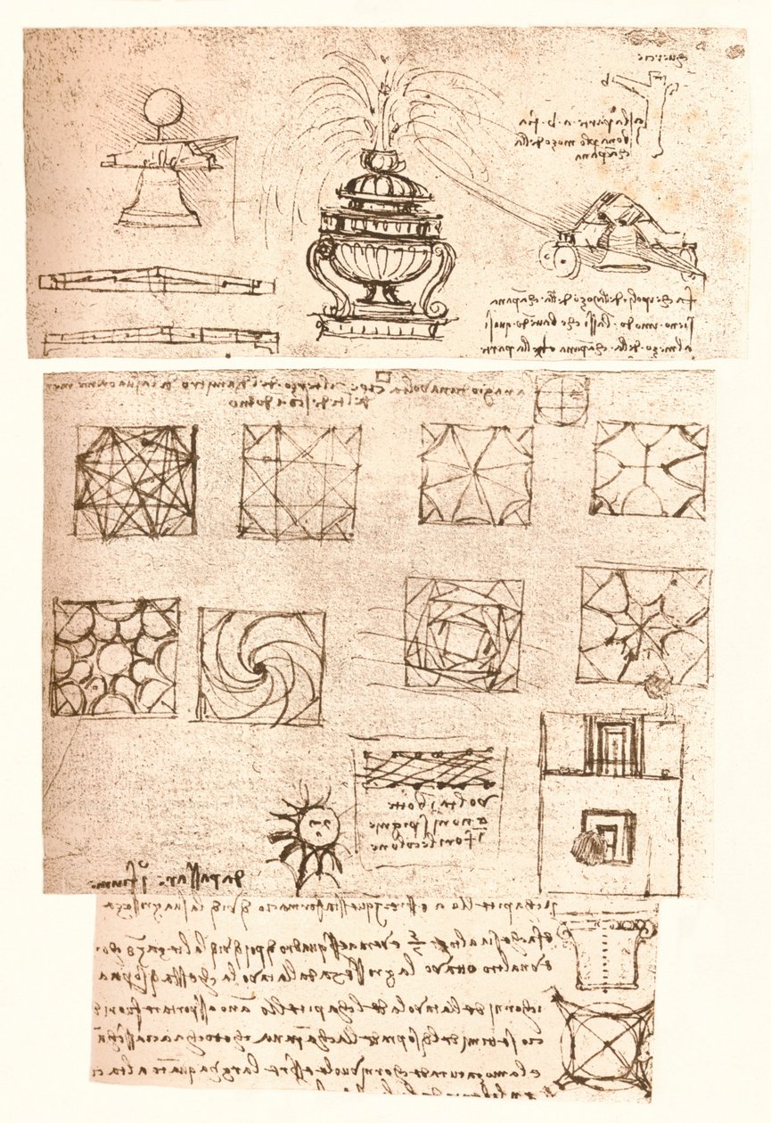 Trois dessins architecturaux, vers 1472-1519, 1883 - Leonardo da Vinci
