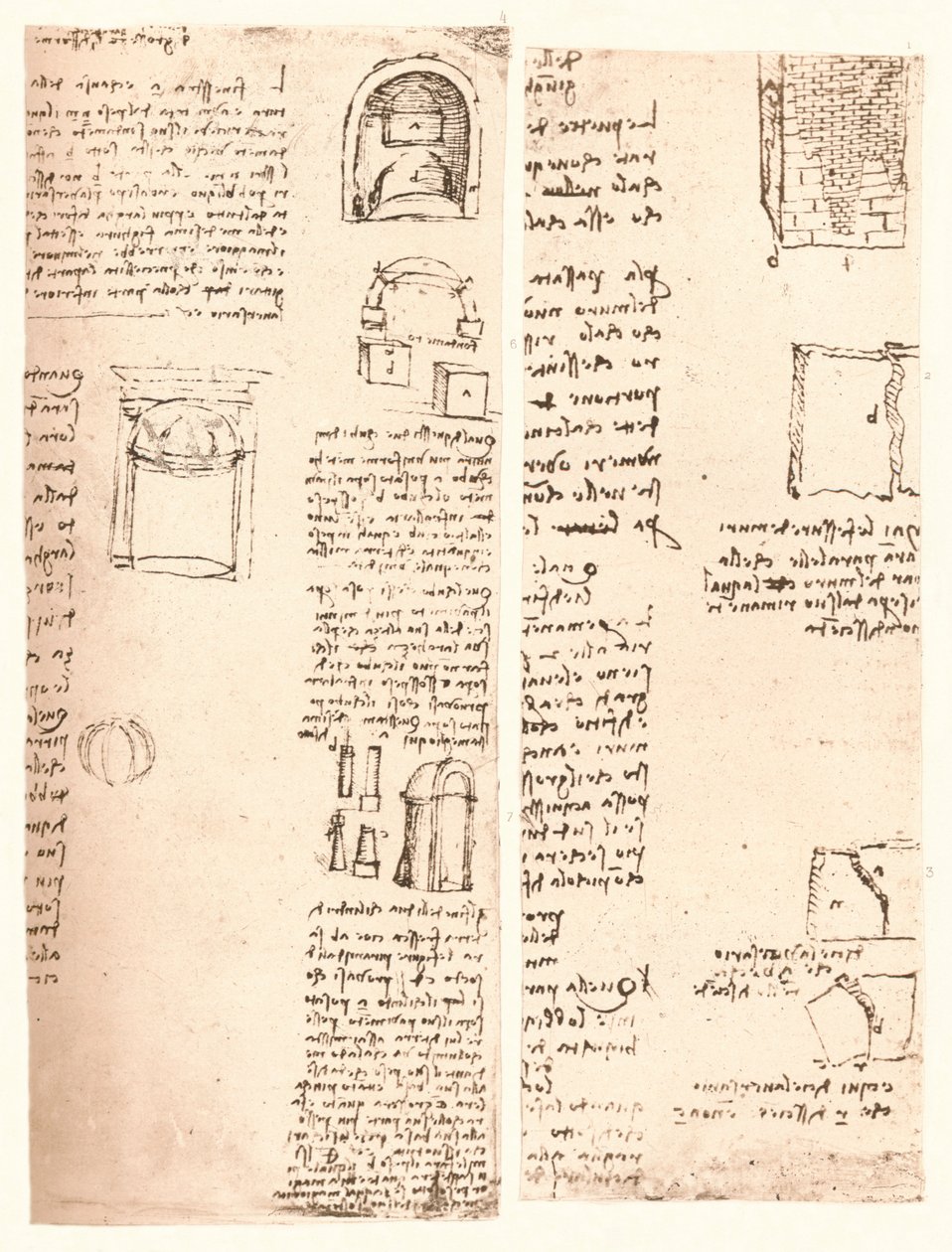 Deux dessins architecturaux, vers 1472-1519 1883 - Leonardo da Vinci