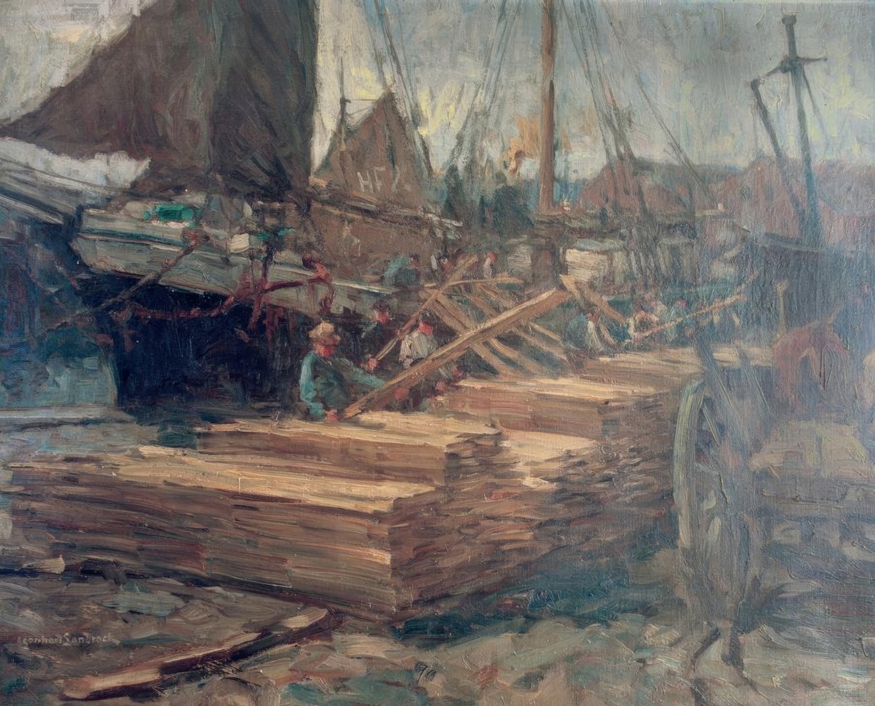 Déchargement du bois - Leonhard Sandrock