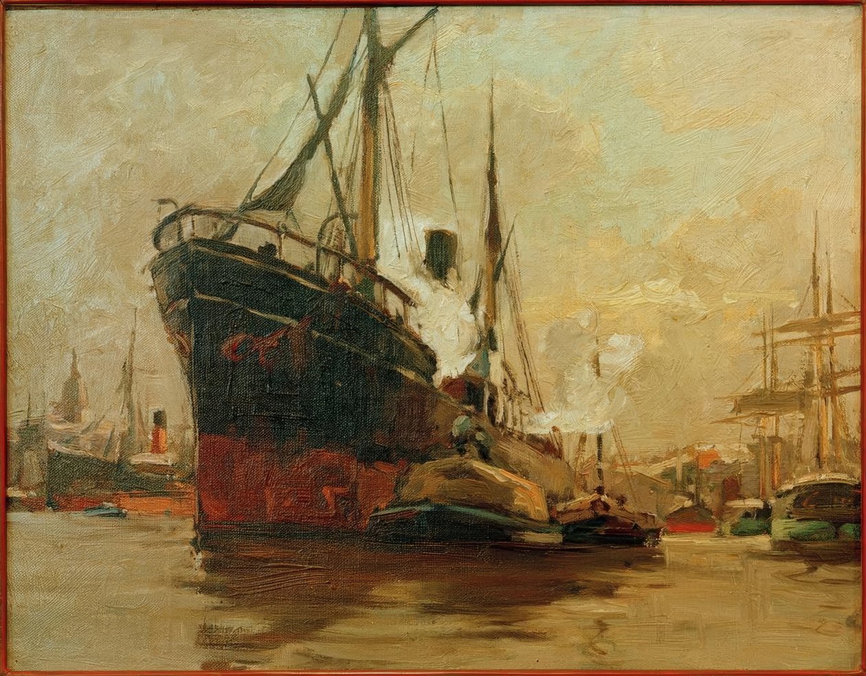 Bateau à vapeur dans le port - Leonhard Sandrock