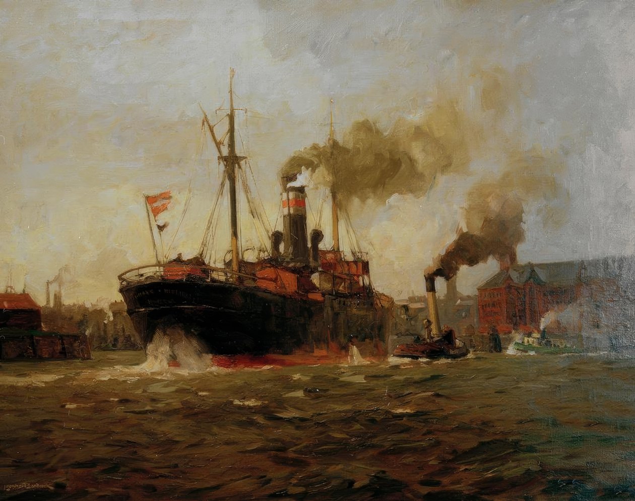 L.Sandrock, Bateau à vapeur sortant - Leonhard Sandrock