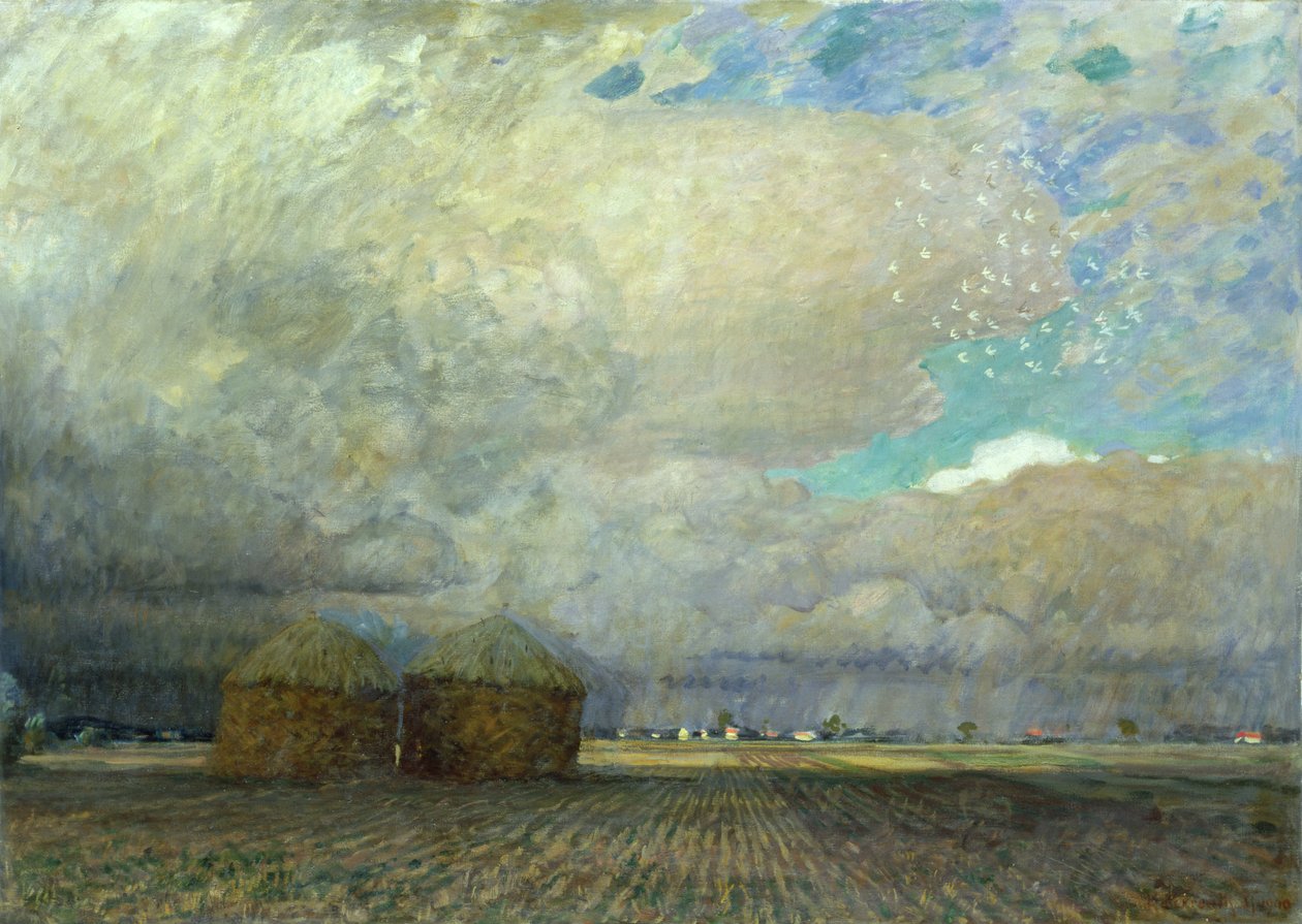 Paysage avec des huttes, 1900 - Leopold Karl Walter von Kalckreuth