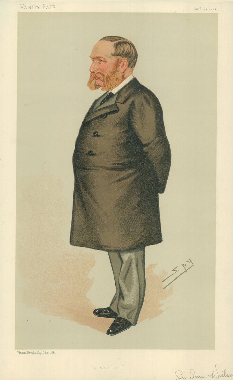 Sir Samuel Wilson, Un squatter, 24 janvier 1885, caricature de Vanity Fair - Leslie Matthew Ward