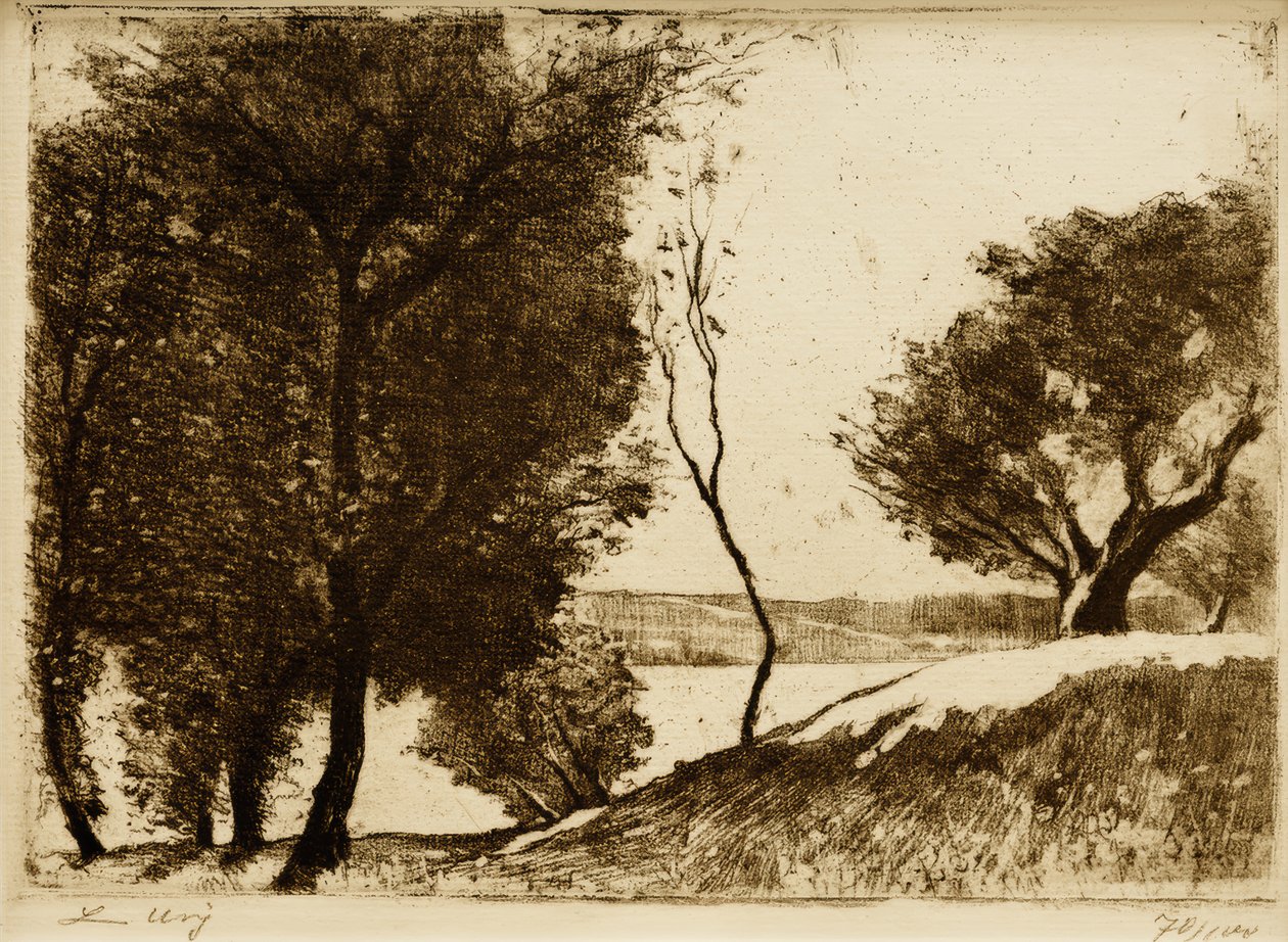 Rive boisée au lac de la Marche - Lesser Ury