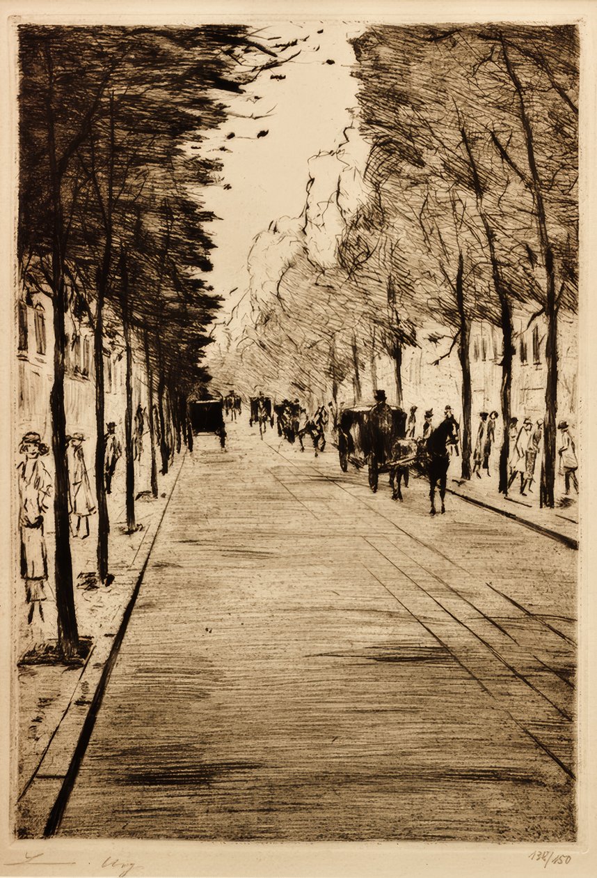 Fiacre berlinois - à droite - en attente dans le Tiergarten II - Lesser Ury