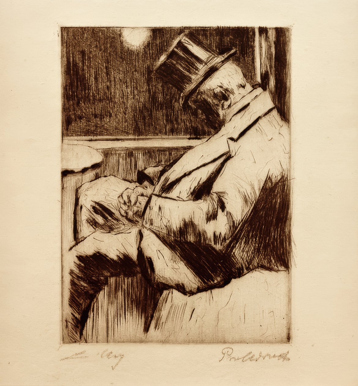 Matinée : Homme endormi avec un chapeau haut de forme - Lesser Ury