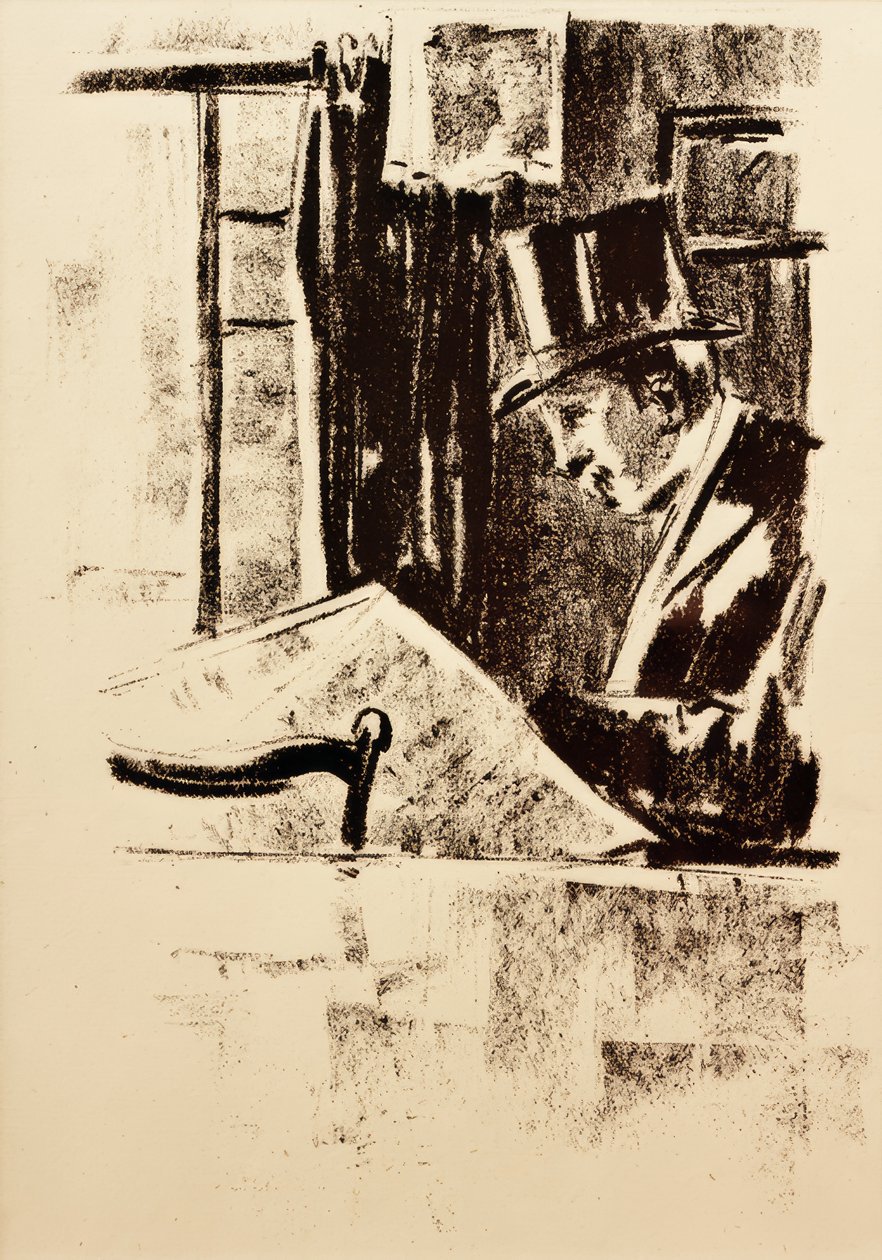 Lecteur de journal avec un chapeau haut de forme - Lesser Ury