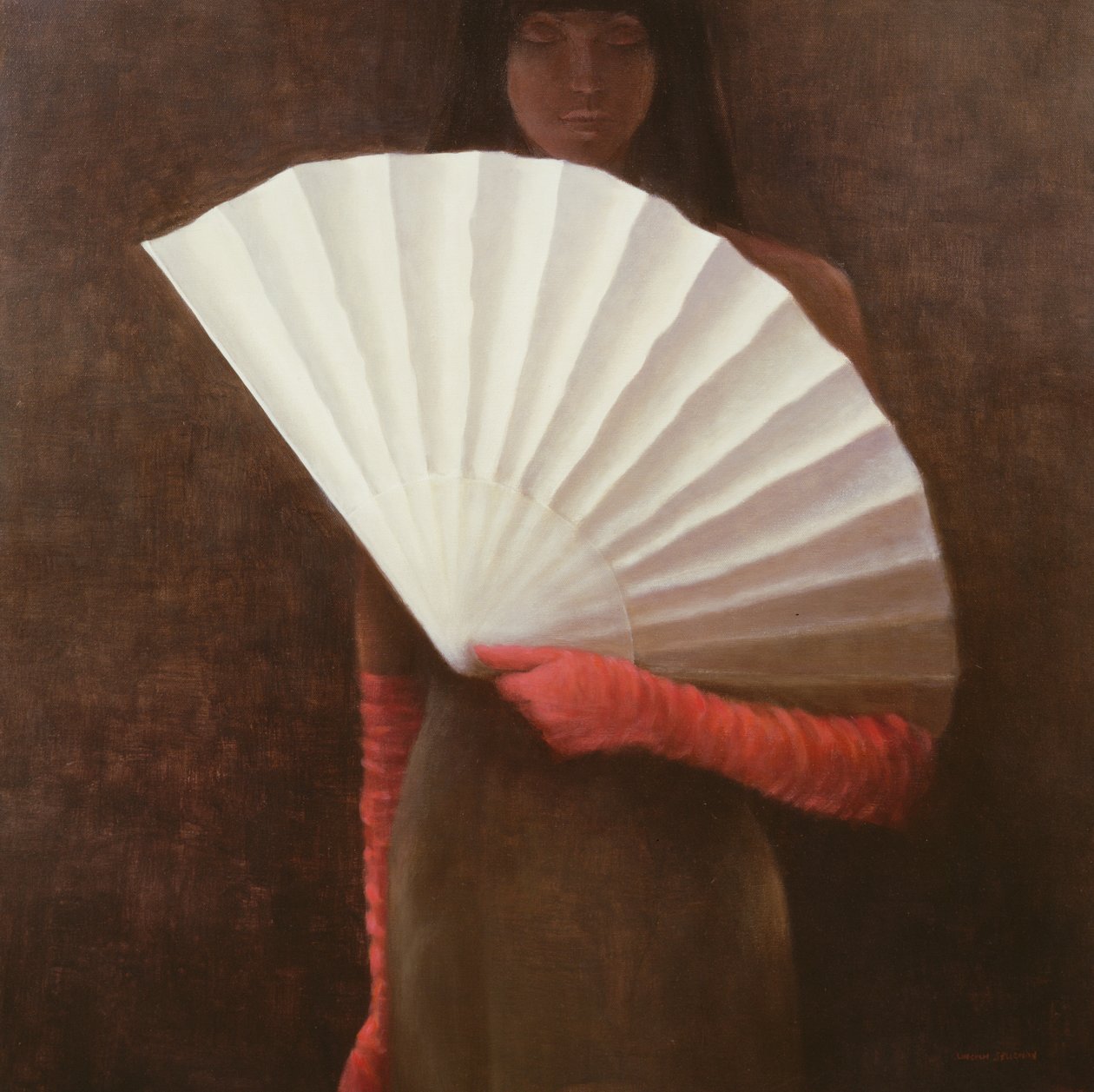 Fille avec un éventail blanc - Lincoln Seligman