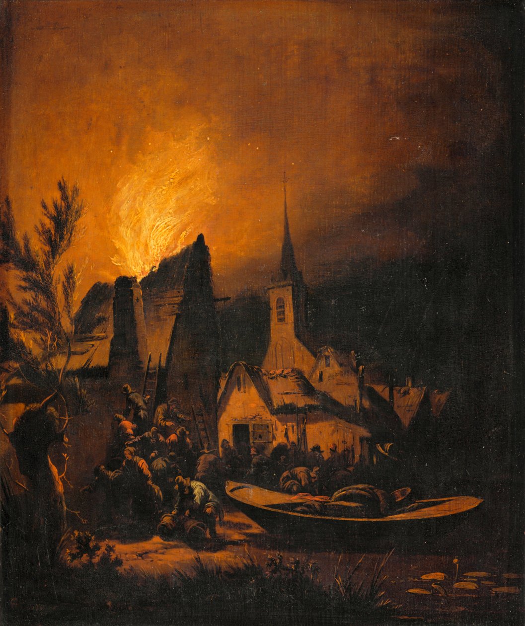 Incendie dans un village … - Lionel Hamilton Renwick