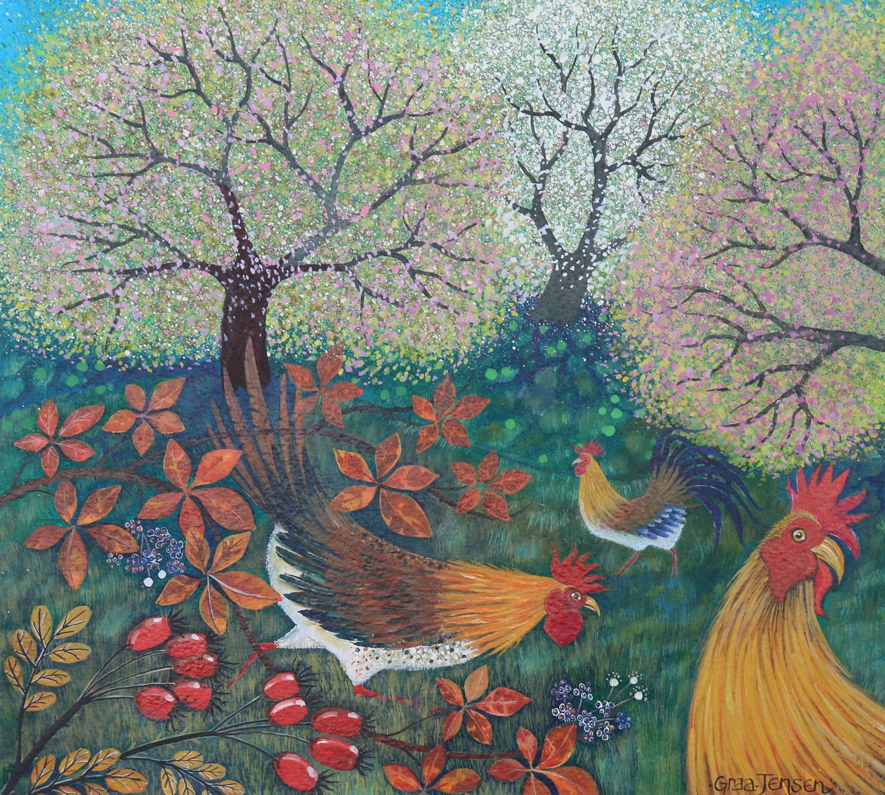 Poules de Pâques, 2024 (acrylique sur papier) - Lisa Graa Jensen