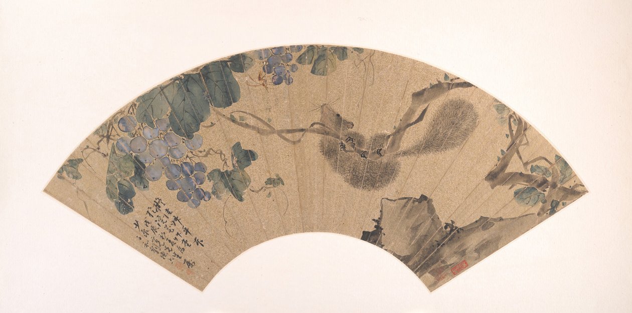 Écureuil et raisin, daté 1868 - Liu Deliu