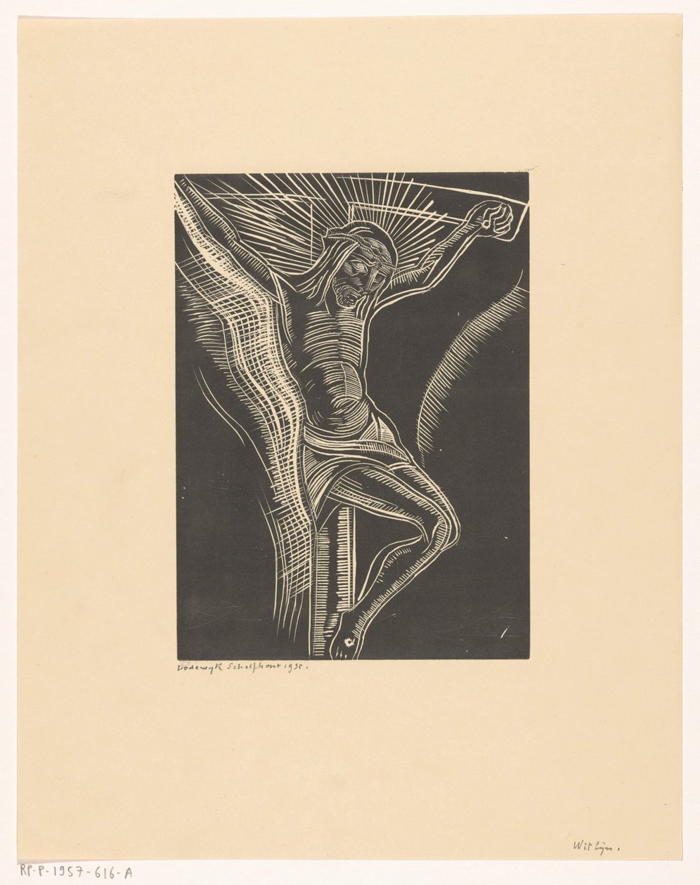 Christ en croix - Lodewijk Schelfhout (signed by artist)