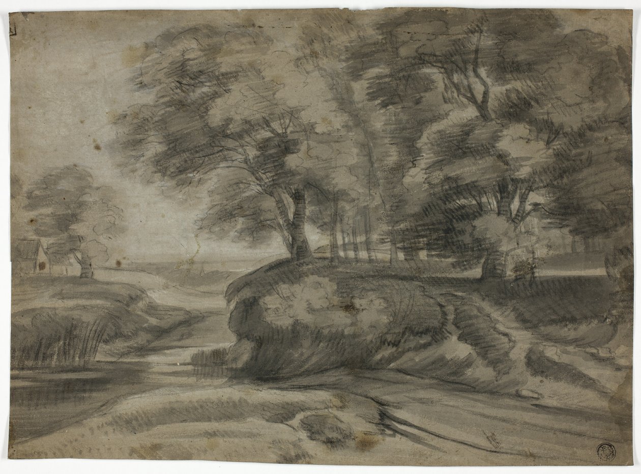 Paysage fluvial avec rives boisées - Lodewijk de Vadder