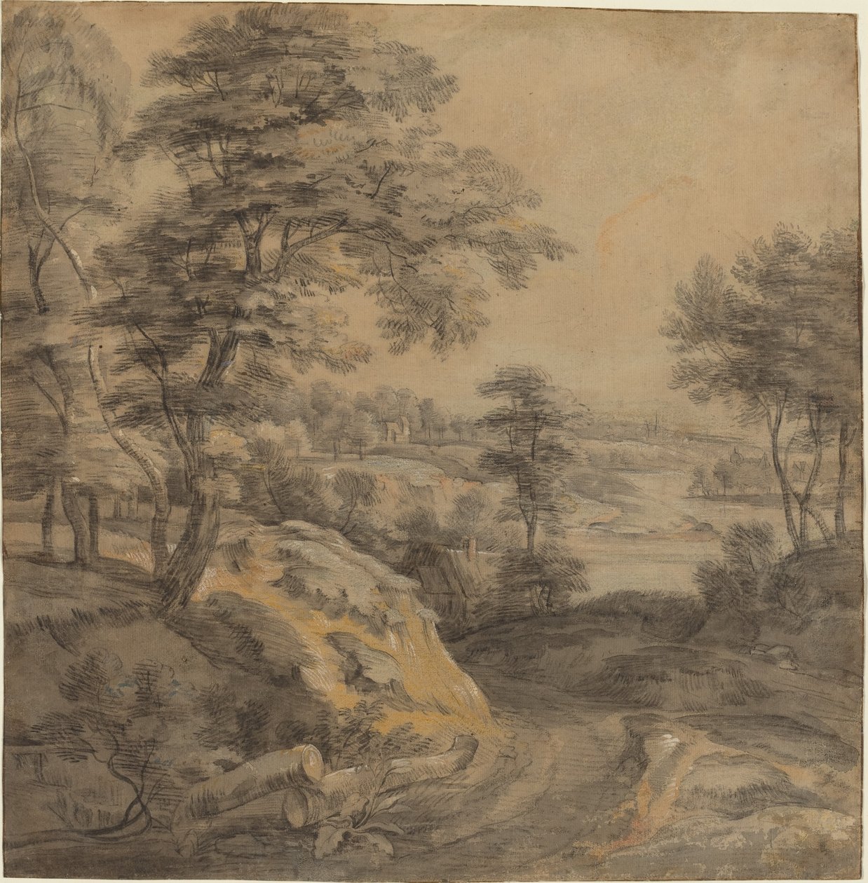 Paysage boisé avec une route - Lodewijk de Vadder