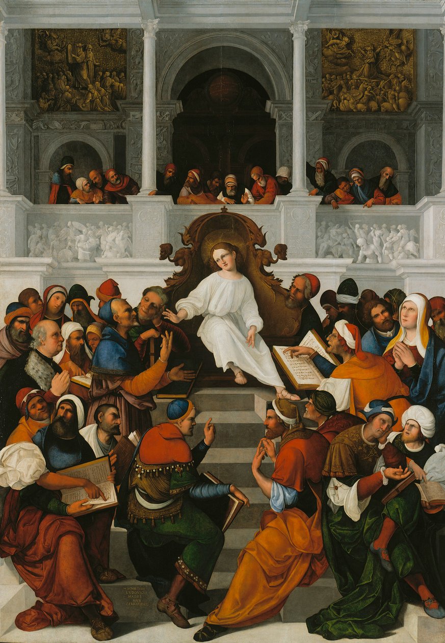 Le Jésus de Douze Ans Enseignant dans le Temple - Lodovico Mazzolino