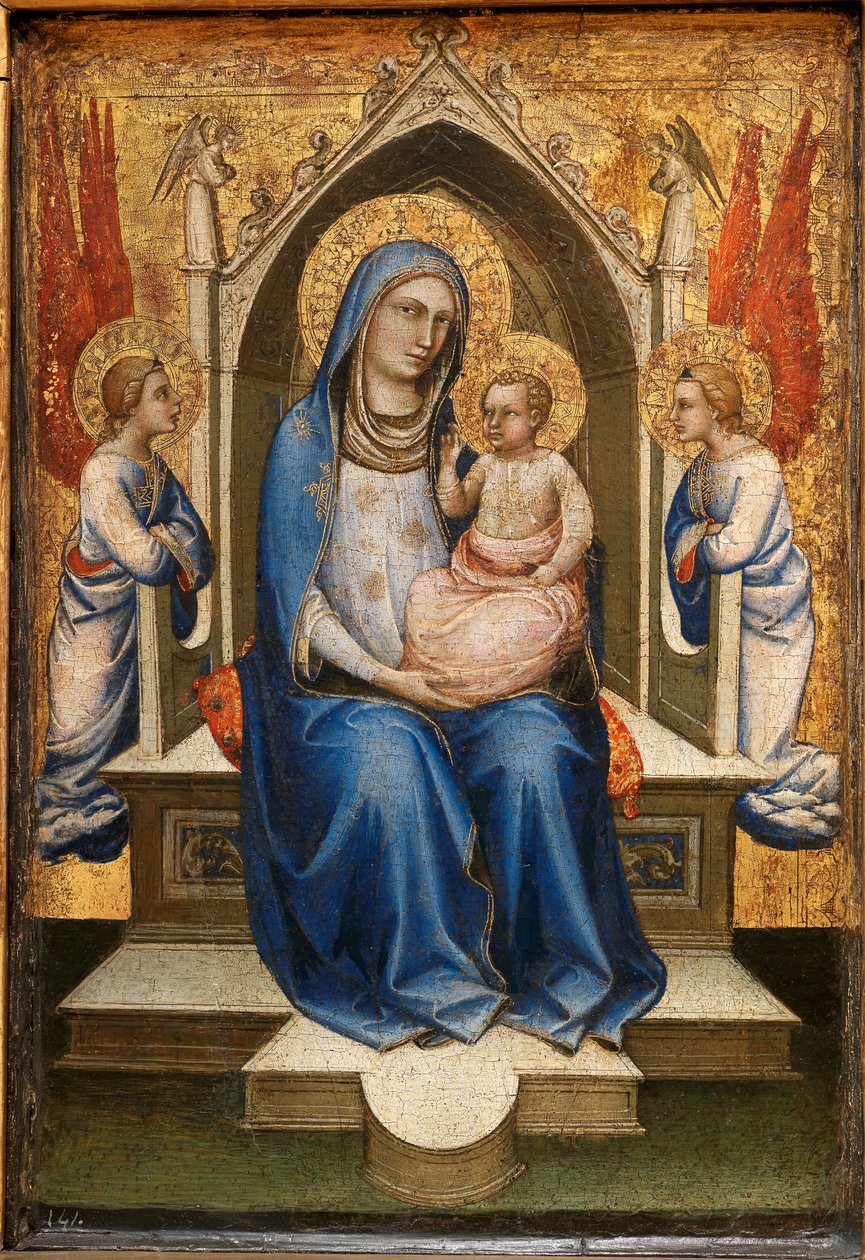 Madonna en trône entre deux anges adorateurs, vers 1400 - Lorenzo Monaco