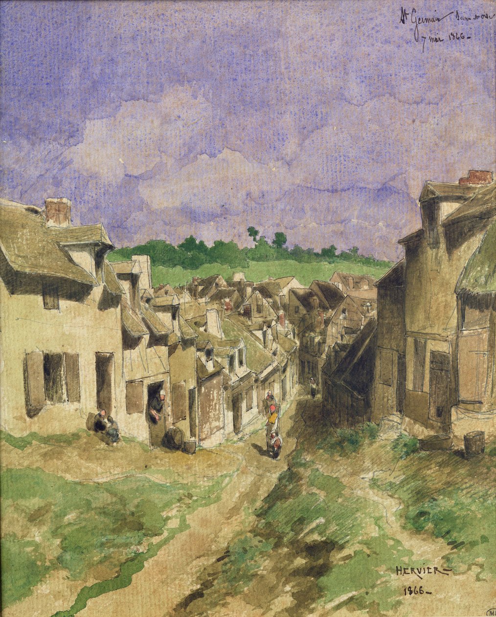 Une rue à Saint-Germain, Seine-et-Oise, 1866 - Louis Adolphe Hervier